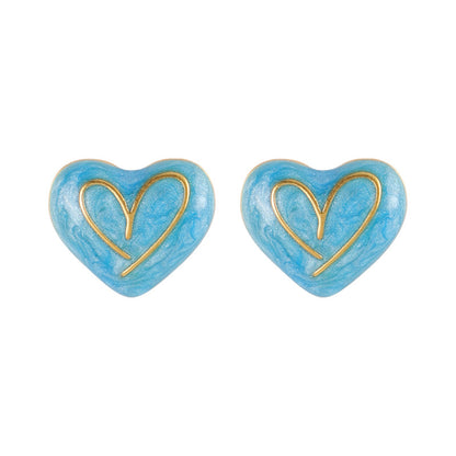 Heart-Shaped Stud Earrings