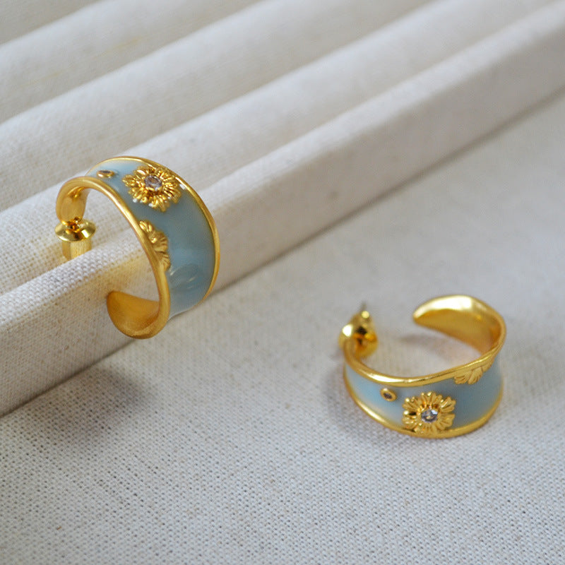 Vintage Floral Open Hoop Earrings