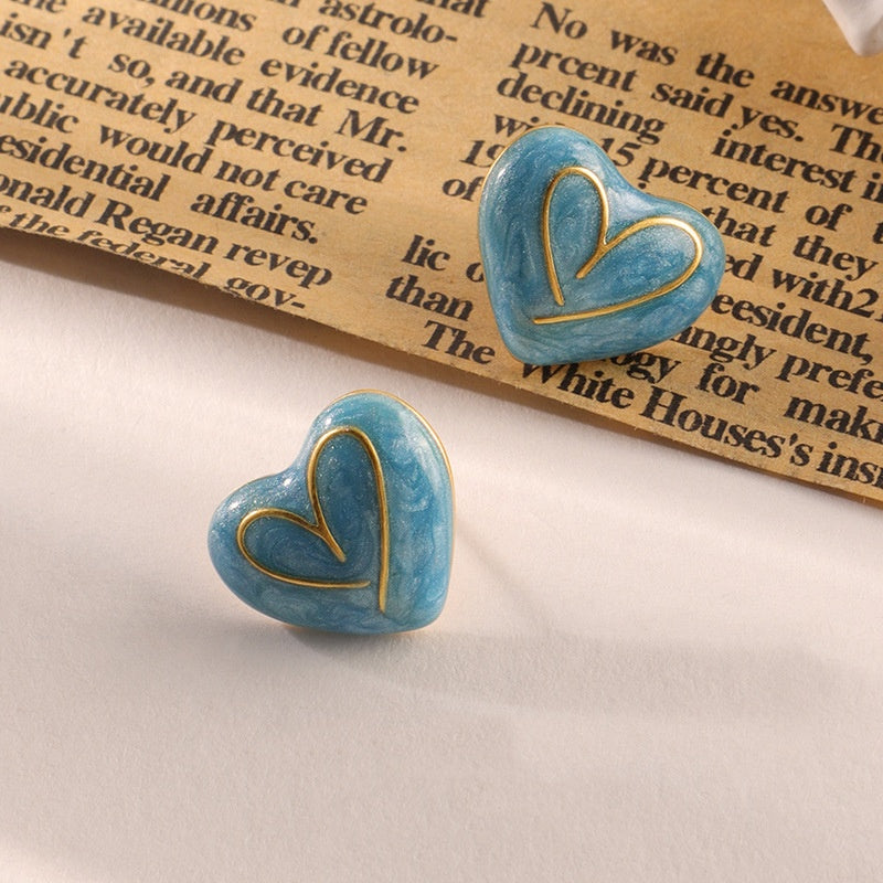 Heart-Shaped Stud Earrings