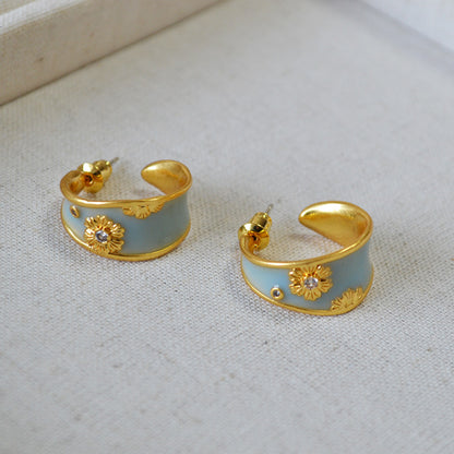 Vintage Floral Open Hoop Earrings