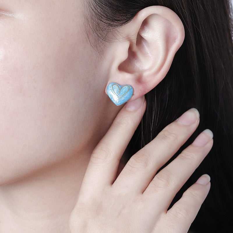 Heart-Shaped Stud Earrings