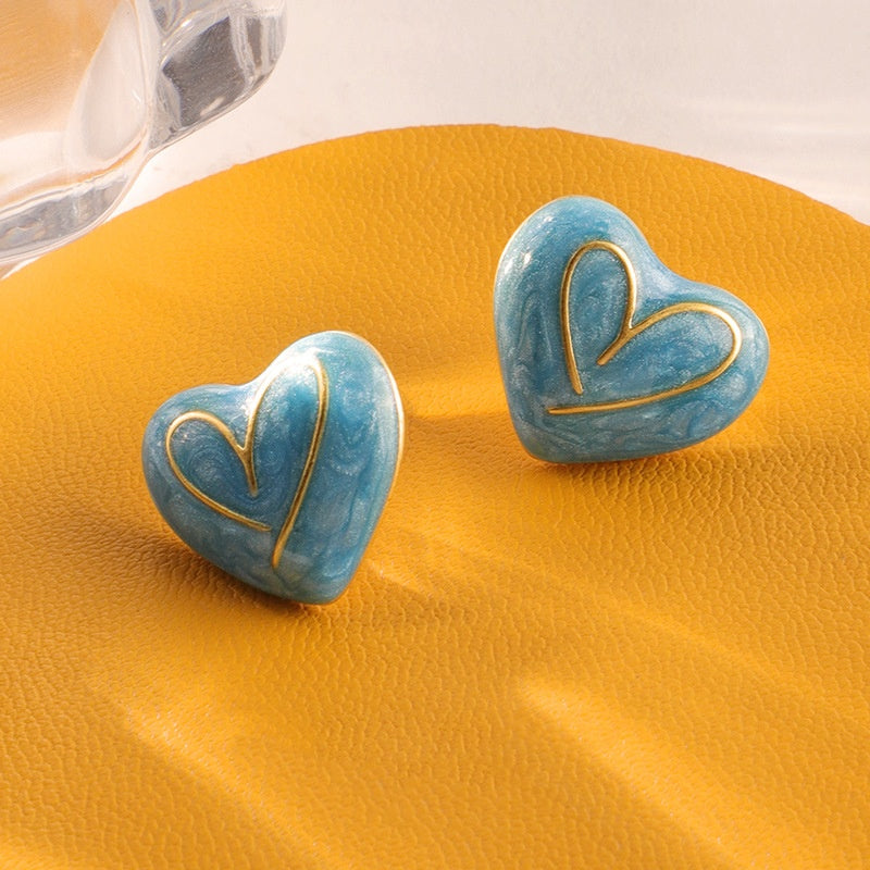 Heart-Shaped Stud Earrings