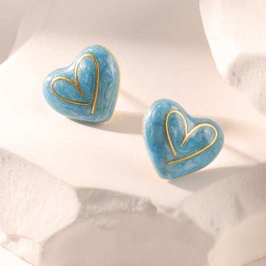 Heart-Shaped Stud Earrings