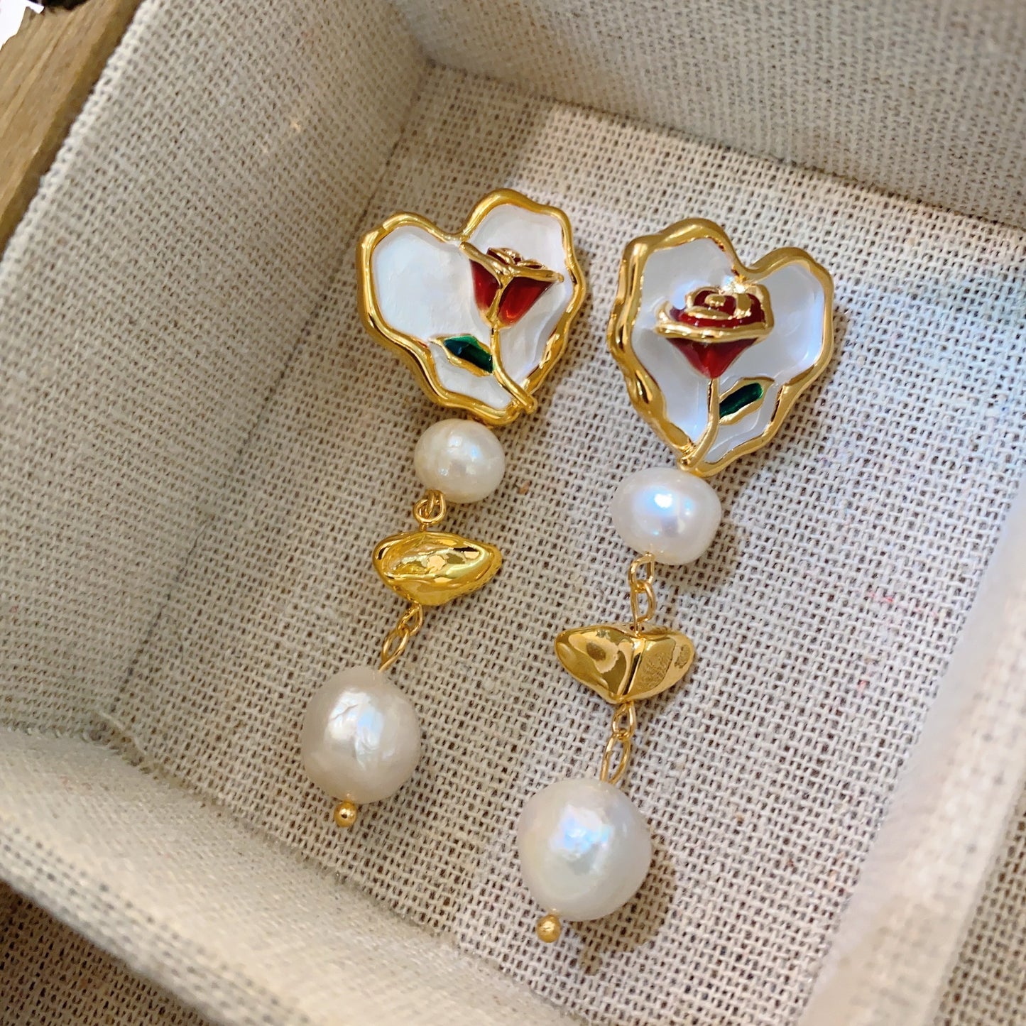 Heart-Shaped Pearl Drop Earring