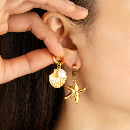 Stainless Steel Metal Shell Design Earrings