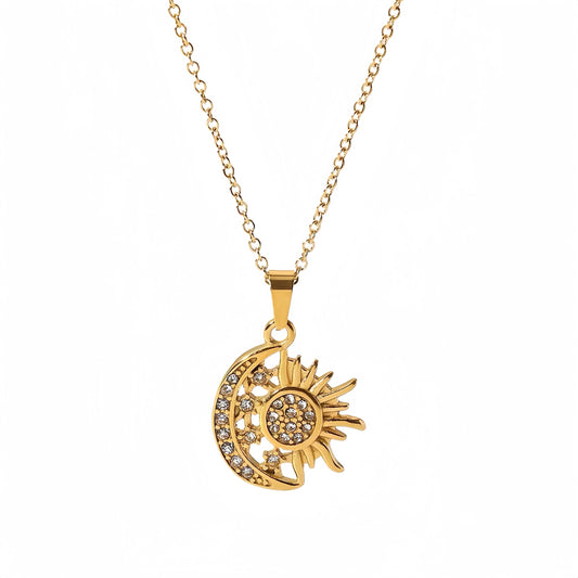 Sun God Moon Metal Necklace