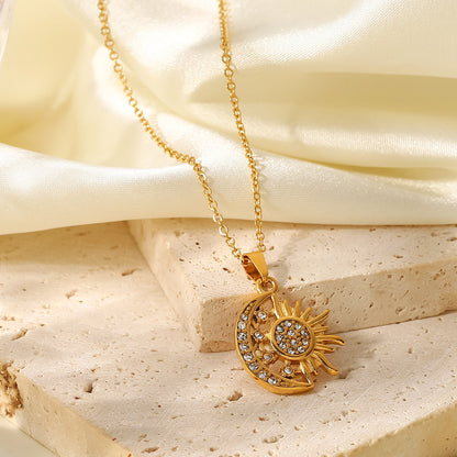 Sun God Moon Metal Necklace