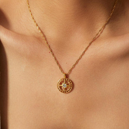 Sun Metal Pendant Necklace