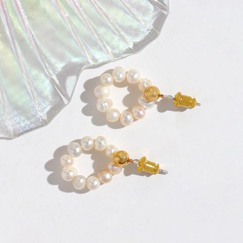 Elegant Fashion Metal Pearl Earrings